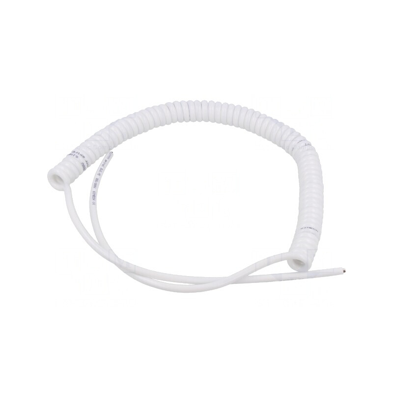 Cablu spiralat alb 0,3m-1,2m 4x0,15mm2 300V PUR | Electronic-mag.ro | Componente Electronice