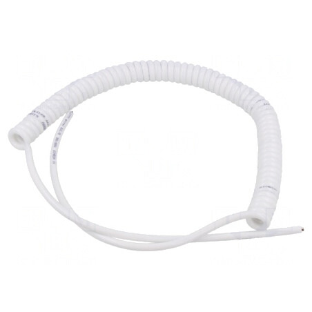 Cablu spiralat alb 0,3m-1,2m 4x0,15mm2 300V PUR | Electronic-mag.ro | Componente Electronice