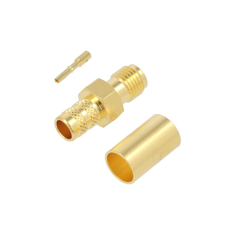 Conector SMA Femelă 50Ω Lipire Crimpare PTFE Aurit | Electronic-mag.ro | Componente Electronice