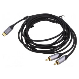 Cablu RCA x2 USB-C Aurit 3m Negru