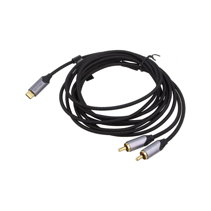 Cablu RCA x2 USB-C Aurit 3m Negru | Electronic-mag.ro | Componente Electronice
