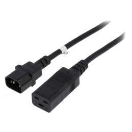 Cablu Prelungitor IEC C14 la IEC C19 2m Negru 10A 250V | Electronic-mag.ro | Componente Electronice