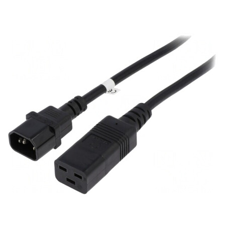Cablu Prelungitor IEC C14 la IEC C19 2m Negru 10A 250V | Electronic-mag.ro | Componente Electronice