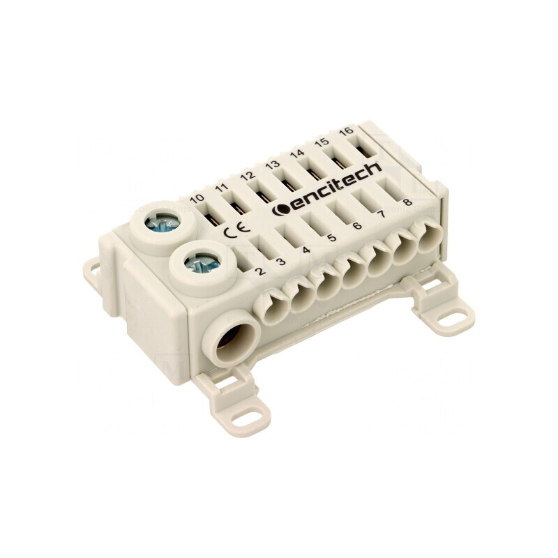 Bloc de Distribuție Gri cu 16 Borne TS35 | Electronic-mag.ro | Componente Electronice