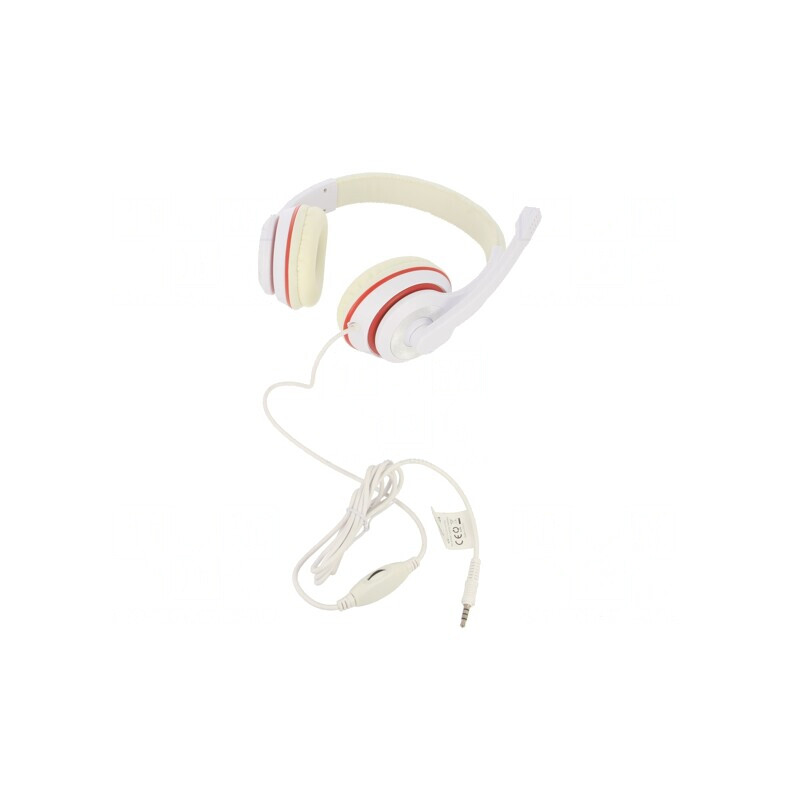 Căști Over-Ear cu Microfon Alb-Roșu Jack 3.5mm 1.8m | Electronic-mag.ro | Componente Electronice