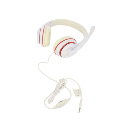 Căști Over-Ear cu Microfon Alb-Roșu Jack 3.5mm 1.8m | Electronic-mag.ro | Componente Electronice