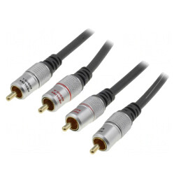 Cablu RCA Dual 0,5m Negru | Electronic-mag.ro | Componente Electronice