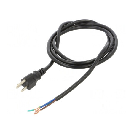 Cablu de Alimentare NEMA 5-15 3x18AWG 2m Negru 10A | Electronic-mag.ro | Componente Electronice