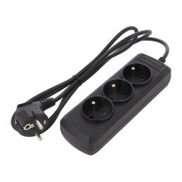 Prelungitor cu 3 prize 250V 10A Negru | Electronic-mag.ro | Componente Electronice