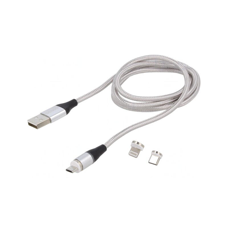 Cablu magnetic USB 2.0 1m gri textil 3A | Electronic-mag.ro | Componente Electronice Cablu magnetic USB 2.0 1m gri textil 3A | Electronic-mag.ro | Componente Electronice