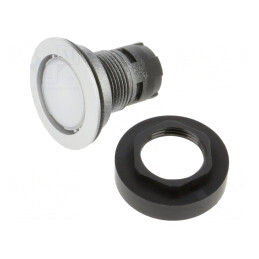Comutator apăsare 22mm argintiu IP65 plat | Electronic-mag.ro | Componente Electronice