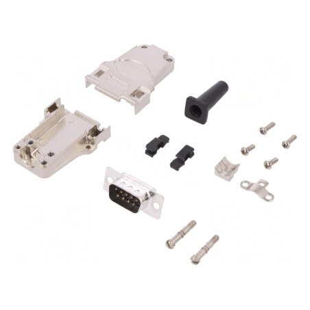 D-Sub 9 PIN Mufă Tată Neagră Kit Complet | Electronic-mag.ro | Componente Electronice