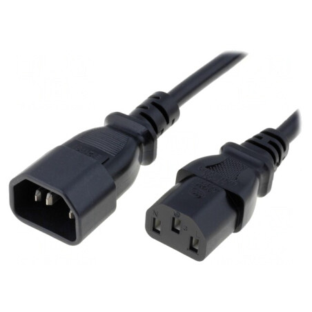 Cablu Alimentare 3x1mm2 IEC C13 la C14 5m Negru | Electronic-mag.ro | Componente Electronice