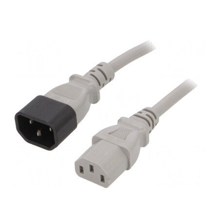 Cablu Prelungitor IEC C13 C14 5m Gri 10A 250V | Electronic-mag.ro | Componente Electronice