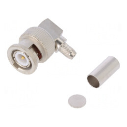 Mufă BNC Tată Unghi 90° 50Ω Lipire Crimpat RG223 RG400 | Electronic-mag.ro | Componente Electronice