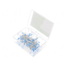 Set: LED; THT; 3mm; 100buc; albastru; 2,7÷3,4V; cutie din plastic