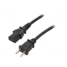 Cablu Alimentare 2x18AWG IEC C17 NEMA 1-15 2.5m Negru | Electronic-mag.ro | Componente Electronice