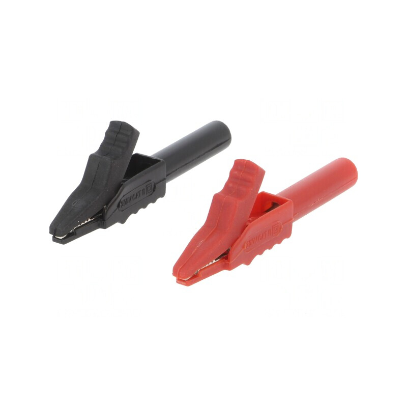 Cleste crocodil 15A, 300V, negru/rosu | Electronic-mag.ro | Componente Electronice