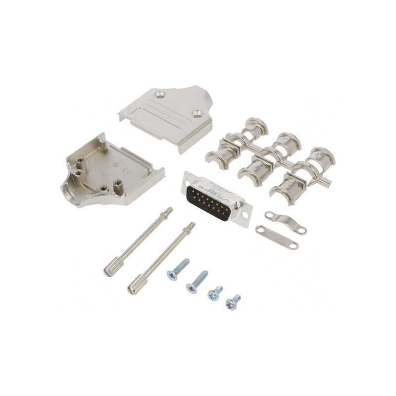 Conector D-Sub 15-Pin Tată Drept Lipire pe Cablu | Electronic-mag.ro | Componente Electronice