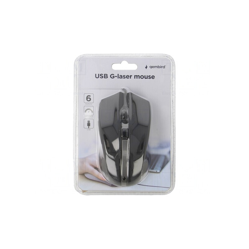 Mouse laser USB negru, 6 butoane, cablu 1.8m | Electronic-mag.ro | Componente Electronice