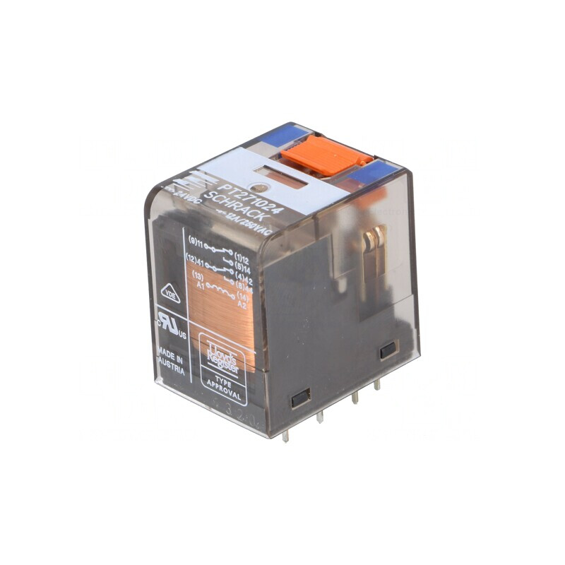 Releu electromagnetic DPDT 24VDC 12A | Electronic-mag.ro | Componente Electronice