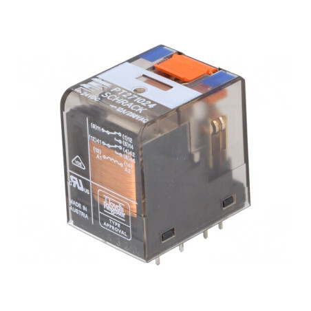 Releu electromagnetic DPDT 24VDC 12A | Electronic-mag.ro | Componente Electronice
