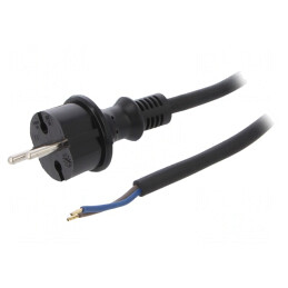Cablu Electric Negru 3m 2x1,5mm2 CEE 7/17 16A | Electronic-mag.ro | Componente Electronice