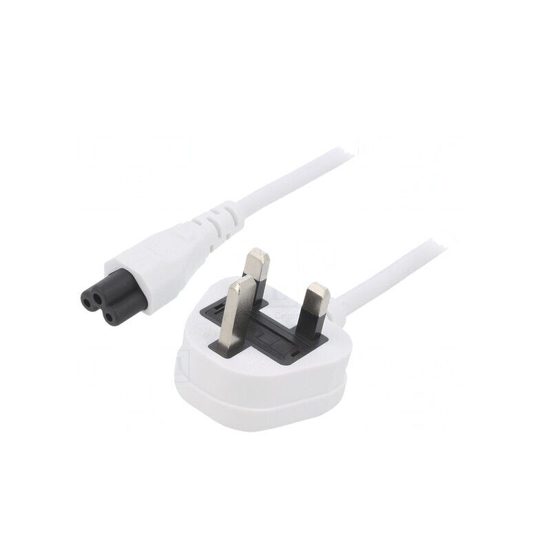 Cablu Alb 5m 3x0,75mm2 BS 1363 la IEC C5 PVC 3A | Electronic-mag.ro | Componente Electronice