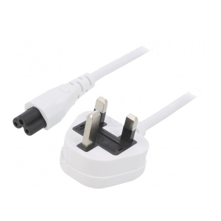 Cablu Alb 5m 3x0,75mm2 BS 1363 la IEC C5 PVC 3A | Electronic-mag.ro | Componente Electronice