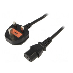 Cablu Alimentare 1,8m Negru 3x0,75mm2 BS 1363 la IEC C13 PVC | Electronic-mag.ro | Componente Electronice
