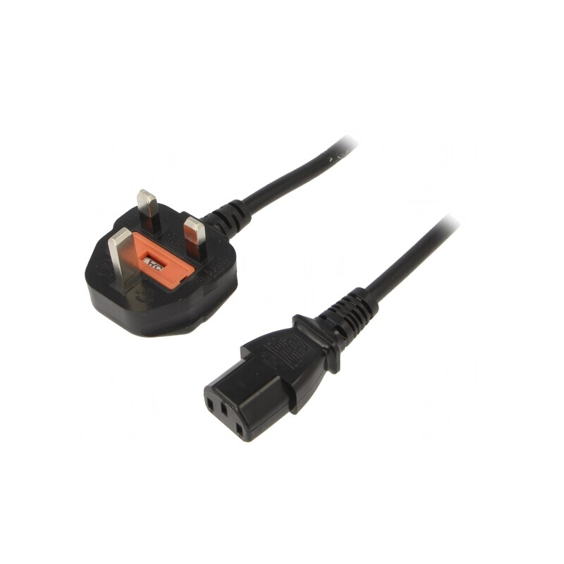 Cablu Alimentare 1,8m Negru 3x0,75mm2 BS 1363 la IEC C13 PVC | Electronic-mag.ro | Componente Electronice