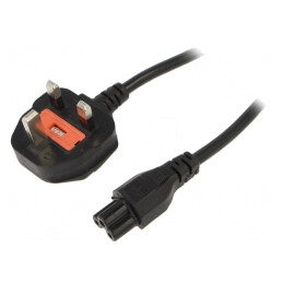 Cablu Alimentare 3x0,75mm² Mufă BS 1363, IEC C5, 1,8m, Negru
