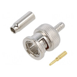 Mufă BNC Tată Drept 75Ω Crimpat PTFE Aurit | Electronic-mag.ro | Componente Electronice