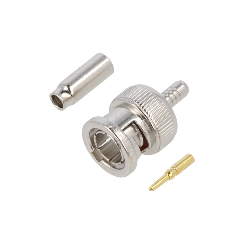 Mufă BNC Tată Drept 75Ω Crimpat PTFE Aurit | Electronic-mag.ro | Componente Electronice