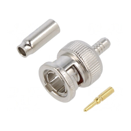 Mufă BNC Tată Drept 75Ω Crimpat PTFE Aurit | Electronic-mag.ro | Componente Electronice