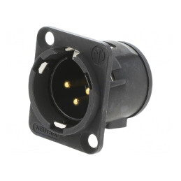 Soclu XLR Tată 3 Pin Negru 6A 19x24mm | Electronic-mag.ro | Componente Electronice