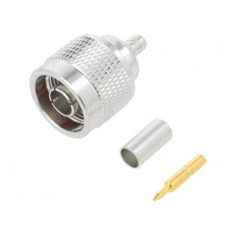 Mufă N Tată Drept Crimpat PTFE Aurit 50Ω Alamă | Electronic-mag.ro | Componente Electronice