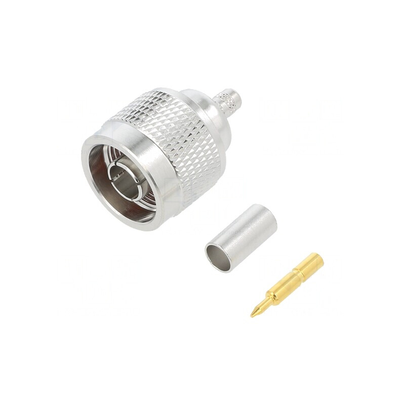 Mufă N Tată Drept Crimpat PTFE Aurit 50Ω Alamă | Electronic-mag.ro | Componente Electronice