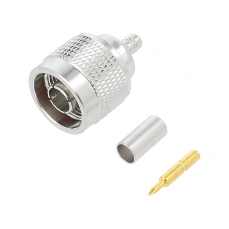 Mufă N Tată Drept Crimpat PTFE Aurit 50Ω Alamă | Electronic-mag.ro | Componente Electronice