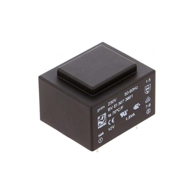Transformator încapsulat 1,8VA 230V 12V 150mA PCB BVEI | Electronic-mag.ro | Componente Electronice