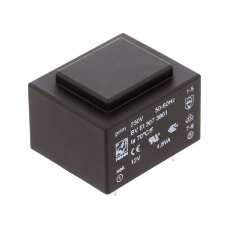 Transformator încapsulat 1,8VA 230V 12V 150mA PCB BVEI | Electronic-mag.ro | Componente Electronice