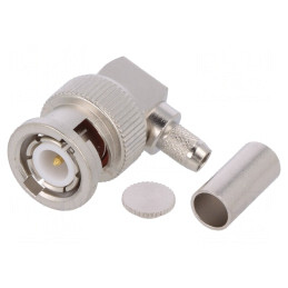 Mufă BNC Tată Unghi 90° 50Ω RG58C/U Lipire Crimpat | Electronic-mag.ro | Componente Electronice