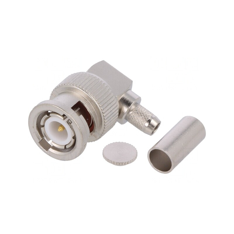 Mufă BNC Tată Unghi 90° 50Ω RG58C/U Lipire Crimpat | Electronic-mag.ro | Componente Electronice