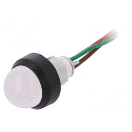 Lampă de control LED convex roșu/verde 24V 13mm