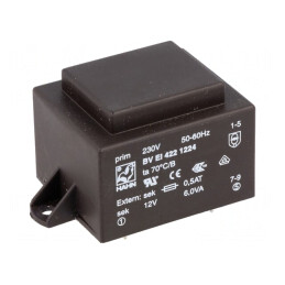 Transformator încapsulat 6VA 230V AC 12V 500mA PCB | Electronic-mag.ro | Componente Electronice