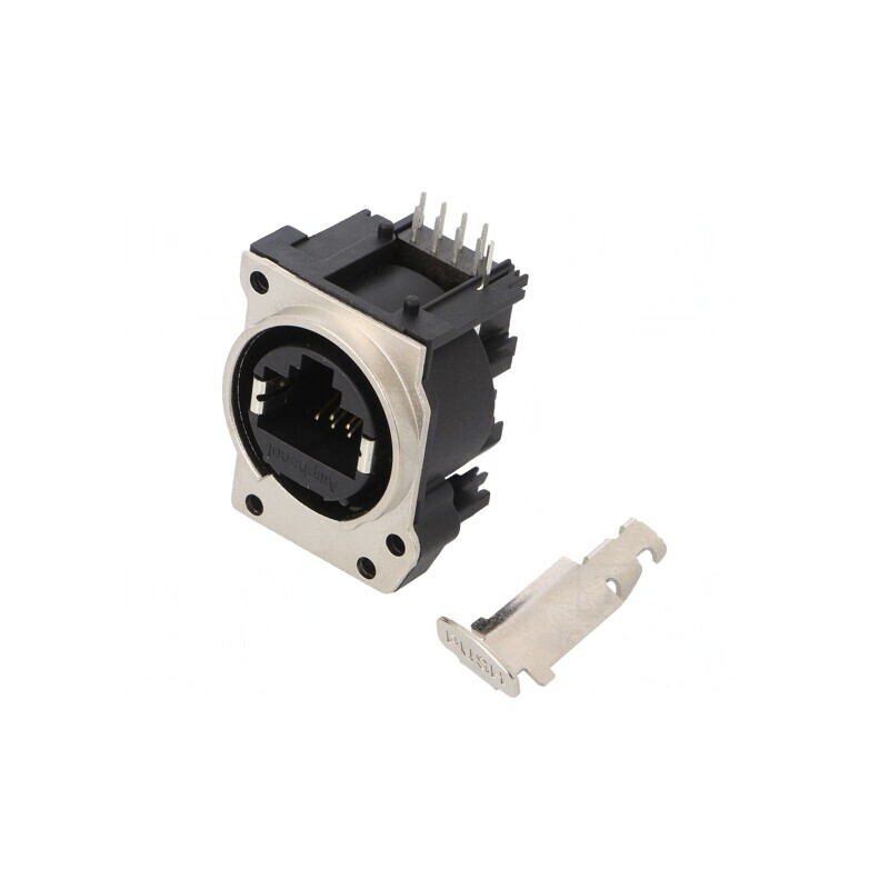 Soclu RJ45 XLRnet Cat 5e cu Buton THT 90° | Electronic-mag.ro | Componente Electronice