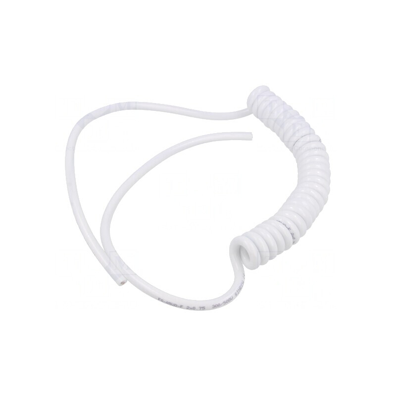 Cablu spiralat alb 2x0,75mm2 PUR 0,2m | Electronic-mag.ro | Componente Electronice