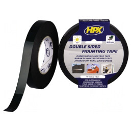Bandă de Fixare Dublă Acrilică Neagră 19mm x 10m | Electronic-mag.ro | Componente Electronice