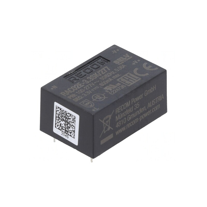 Convertor AC/DC 2W 85-305VAC la 3.3VDC 600mA 68% PCB 4000V | Electronic-mag.ro | Componente Electronice