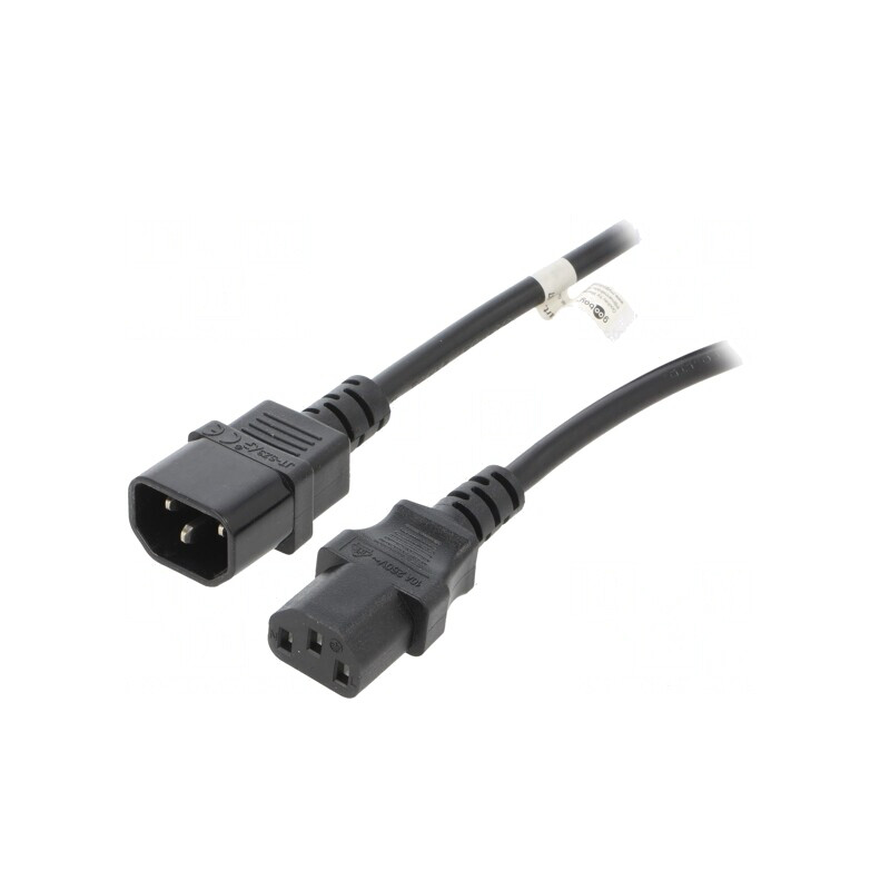 Cablu Prelungitor IEC C13-C14 3m Negru 10A 250V | Electronic-mag.ro | Componente Electronice